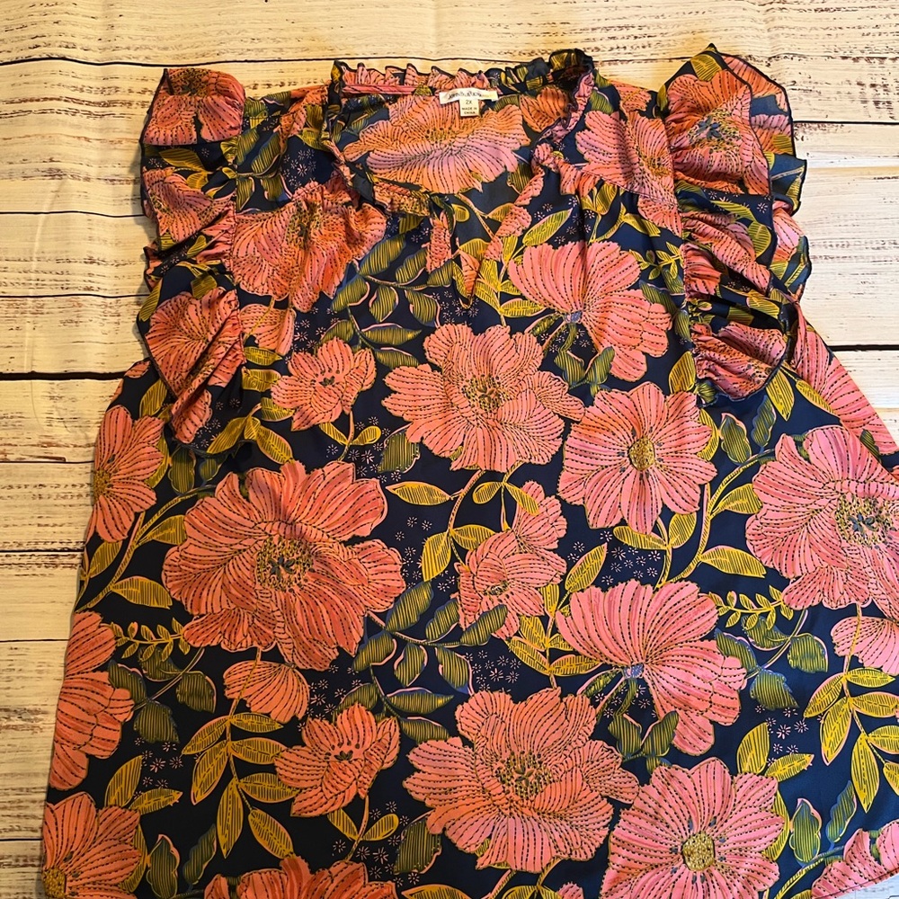 JohnPaulRichard Floral Blouse - Pink and Blue with touches of green